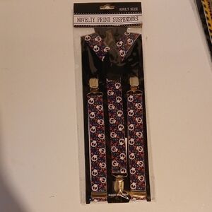 Novelty Print Suspenders - Blue and Red